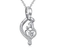 NTALJC Collier de pendentif coeur de mère mère - cadeau de la fête des mères argentées