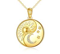 NTALJC Collier de soleil et de lune plaqué Silver Moon and Star Collier Sun Moon Jewelry Cadeaux pour les femmes adolescents des filles…