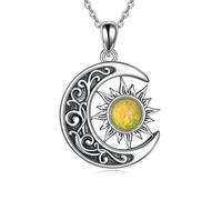 NTALJC Collier de soleil et de lune plaqué Silver Moon and Star Collier Sun Moon Jewelry Cadeaux pour les femmes adolescents des filles…