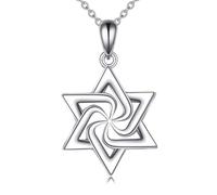 NTALJC Collier d'étoile juif Star de David Collier S Silver Jewish Jewelry for Men Women Girls Boys
