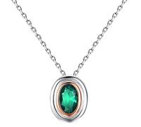 NTALJC Collier en argent sterling pour femmes et filles, collier avec pendentif classique en oxyde de zirconium vert ovale