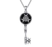 NTALJC Collier Hecate/Triple Moon Collier Silver Wheel Of Hecate Key Pendant Wiccan Amulet Jewellery Gifts For Women