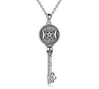 NTALJC Collier Hecate/Triple Moon Collier Silver Wheel Of Hecate Key Pendant Wiccan Amulet Jewellery Gifts For Women