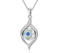 NTALJC Collier pendentif pour les yeux Silver Evil - bleu bleu, violet, volcanique; Chance Amulette Ojo Turco Jewelry Gift for Women