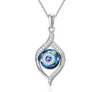 NTALJC Collier pendentif pour les yeux Silver Evil - bleu bleu, violet, volcanique; Chance Amulette Ojo Turco Jewelry Gift for Women