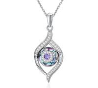 NTALJC Collier pendentif pour les yeux Silver Evil - bleu bleu, violet, volcanique; Chance Amulette Ojo Turco Jewelry Gift for Women