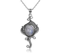 NTALJC Collier Rainbow Rainbow Moonstone Pendant avec des pendentifs de bijoux en argent pour femmes en pierre 8x10 mm