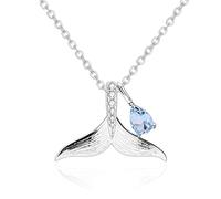 NTALJC Collier Sterling Silver Women's Collier Ocean Sirène Bande de queue Natural Crystal Collier Femme Pendentif pour femmes (Couleur: 45 cm, Taille: Blue Topaze suisse)