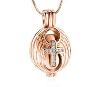 NTALJC Collier urn de crémation en cristaux pour les ailes creux anges en plumes funéraires en funérailles crémation de bijoux