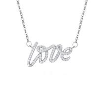 NTALJC Collier Zircon Lettre Amour Creux Rond S Argent 45x1.9cm Anniversaire de Saint-Valentin