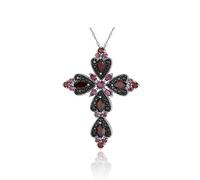 NTALJC Croix de Sterling Silver For Women Natural Opal & Tourmaline Gemstone Gemstone Chain avec pendentif avec 18 "Chaînes authentiques Cadeaux pour les filles, Sterling Silver, créé Topaz pour les