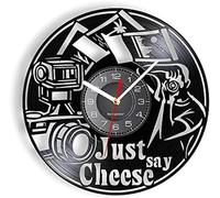 NTALJC Disons Simplement Cheese Vinyl LP Record Wall Clock Prendre des Photos de Photographie Caméra de Photographie Vintage Mur Watch Watch Gotthers 'Gifts Men