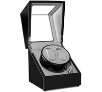 NTALJC Double Watch Winder Box,2 Wooden Silent Battery Operated Watches Winders Display Box Storage Case Black