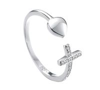 NTALJC Elegant Silver Heart Finger S925 Pure Silver Creative Design pour les femmes et les adolescents