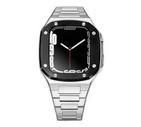 NTALJC Étui à sangle de luxe en métal pour bande de mod kit 41mm 44 mm 45 mm kit de modification Ensemble de caoutchouc Iwatch Series 8 7 6 SE 5 4 Correa