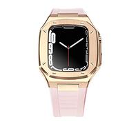 NTALJC Étui à sangle de luxe en métal pour bande de mod kit 41mm 44 mm 45 mm kit de modification Ensemble de caoutchouc Iwatch Series 8 7 6 SE 5 4 Correa