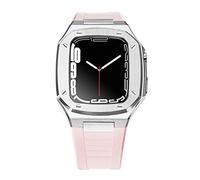 NTALJC Étui à sangle de luxe en métal pour bande de mod kit 41mm 44 mm 45 mm kit de modification Ensemble de caoutchouc Iwatch Series 8 7 6 SE 5 4 Correa
