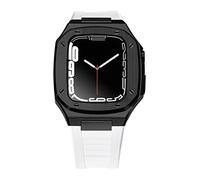 NTALJC Étui à sangle de luxe en métal pour bande de mod kit 41mm 44 mm 45 mm kit de modification Ensemble de caoutchouc Iwatch Series 8 7 6 SE 5 4 Correa
