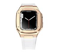 NTALJC Étui à sangle de luxe en métal pour bande de mod kit 41mm 44 mm 45 mm kit de modification Ensemble de caoutchouc Iwatch Series 8 7 6 SE 5 4 Correa