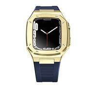 NTALJC Étui à sangle de luxe en métal pour bande de mod kit 41mm 44 mm 45 mm kit de modification Ensemble de caoutchouc Iwatch Series 8 7 6 SE 5 4 Correa