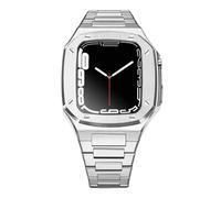 NTALJC Étui à sangle de luxe en métal pour bande de mod kit 41mm 44 mm 45 mm kit de modification Ensemble de caoutchouc Iwatch Series 8 7 6 SE 5 4 Correa