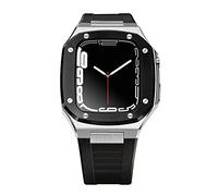 NTALJC Étui à sangle de luxe en métal pour bande de mod kit 41mm 44 mm 45 mm kit de modification Ensemble de caoutchouc Iwatch Series 8 7 6 SE 5 4 Correa