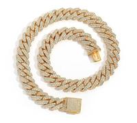 NTALJC Extra Shiny Miami Link pour les hommes, Extra Extra Shiny Big Iced Out Chain, largeur 15 mm Hip Hop Link for Men, Boîte de 16-24 pouces incluse