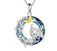 NTALJC Frog/Tiger/Axolotl/Hummingbird/Penguin/Cat/Hippo/Bee Collier Silver Crystal Pendant Pending Collier Animal Bijoux Animal pour femmes