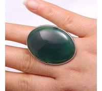 NTALJC Grand green foncé anneau onyx cristal exagéré anneau ovale ajusté ajusté en pierre ouverte des femmes anneaux reiki banc de cheville anne