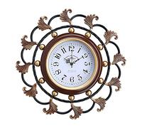 NTALJC GZ Wall Clock,Mute Iron Art Retro Stereo Quartz Clock,Wall-Mounted Carved Household Living Room Bedroom Pocket Watch/Brown 46cm Decoration