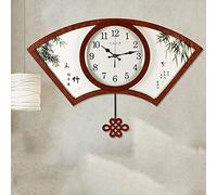 NTALJC Horloge Murale Horloge Murale pour la décoration du Salon, Horloge Murale, Nouvelle Horloge Murale Chinoise en Bois en Forme d'éventail, Horloge à Quartz silencieuse sans tic-tac, pour Salon,