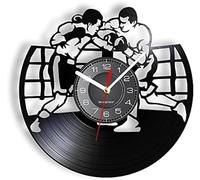 NTALJC Jeu de Boxe Vinyl LP Record Wall Clock Kick Boxing Boxing Sweat on The Luminous Wall Watch Retro Cut Handicraft Art Men