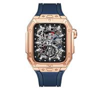 NTALJC Kit de modernisation de bande de montre en métal précieux pour 6 5 4 4 SE 44 mm Case de sangle en caoutchouc fluorine, Band de montre de boîtier en métal précieux pour Iwatch 44mm Remplacement