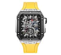 NTALJC Kit de modernisation de bande de montre en métal précieux pour 6 5 4 4 SE 44 mm Case de sangle en caoutchouc fluorine, Band de montre de boîtier en métal précieux pour Iwatch 44mm Remplacement