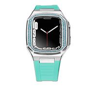 NTALJC Kit de modification Boucche en caoutchouc de boîtier en métal pour 44 mm 45 mm Bracelet en acier inoxydable de luxe de luxe pour iwatch 7 SE 6 5 4