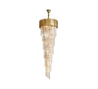 NTALJC KOEHL Lustre en Cristal Grande Lampe à Suspension LED de Luxe en Acier Inoxydable Multicouche Long Salon Villa Lustre, Plafonnier