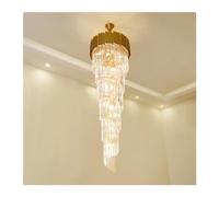 NTALJC KOEHL Lustre en Cristal Grande Lampe à Suspension LED de Luxe en Acier Inoxydable Multicouche Long Salon Villa Lustre, Plafonnier