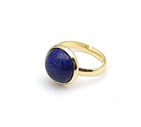 NTALJC Lapis bleu naturel lazuli cristal rond de couleur ronde ajusté ajusté les anneaux de pierre ouverte des femmes