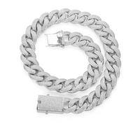 NTALJC Largeur Chaîne de liaison glacée de 18 mm, 16-24 pouces Collier de liaison Miami Extra Shiny, Big Hip Hop épais solide pour hommes, boîte incluse