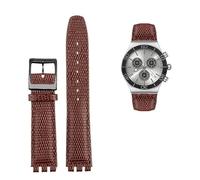 NTALJC Leather Watch Strap For Swatch GB274/287/GN239 Watches Concave-Convex Interfaces 17mm Watchband