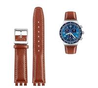 NTALJC Leather Watch Strap For Swatch GB274/287/GN239 Watches Concave-Convex Interfaces 17mm Watchband