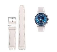 NTALJC Leather Watch Strap For Swatch GB274/287/GN239 Watches Concave-Convex Interfaces 17mm Watchband