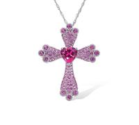 NTALJC Les femmes croix en argent sterling naturel grenat rhodolite noire spinelle religieuse l'eau de vague d'eau chrétienne Gift pour les filles