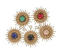 NTALJC Lot de 5 pendentifs en pierre incrustée de pierres pour fille - Design unique en forme de soleil - Durable et réutilisable - Pour bracelets, colliers et projets d'artisanat