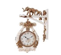 NTALJC Luxurious Hanging Double Sided Clock, Elephant Decor Wall-Mounted Watch Mute Movement Clock, Silent Wall Hanging Decorative Clocks Home Art Decor