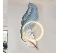 NTALJC Modern Feather Wall Clock with LED Light: Acrylic 3D Feather Wall Art, Decorative Hanging Sculpture for Bedroom, Living Room, Entryway(A,23.6"x47.3")