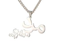 NTALJC Nouveau 2026 Unisexe Stainles Stell Poem Poem Life Freedom Pendant Farsi Calligraphie en acier inoxydable Vintage Bijoux de la mode