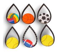 NTALJC Ornements 10pcs jolis en bois en bois Football Rugby Pendant Pendants pour faire du collier DIY S fournit Sculpture