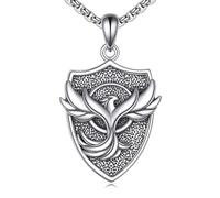 NTALJC Phoenix/Viking Owl/Viking Raven/St Christopher Collier Silver Medal Collier pour hommes Femmes Family Amis