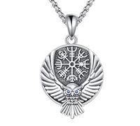 NTALJC Phoenix/Viking Owl/Viking Raven/St Christopher Collier Silver Medal Collier pour hommes Femmes Family Amis